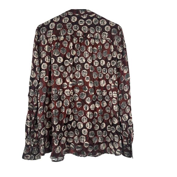 Manila Grace Burgundy Satin Blouse – Multicolor Print - Size 8-10 (TG 40 EU) - Picture 3 of 8